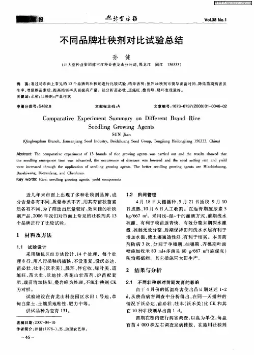 不同品牌壮秧剂对比试验总结