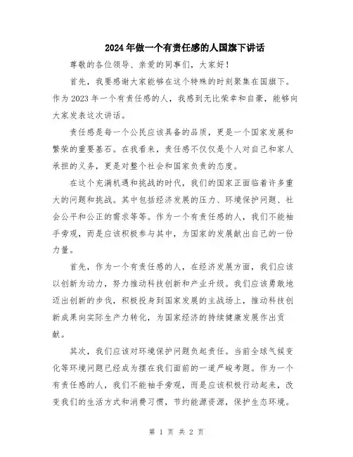 2024年做一个有责任感的人国旗下讲话