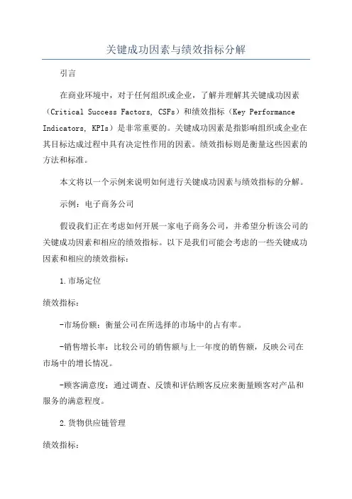 关键成功因素与绩效指标分解