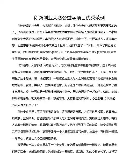 创新创业大赛公益类项目优秀范例