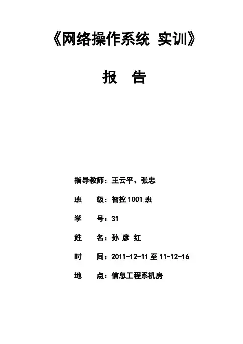 网络操作系统实训报告