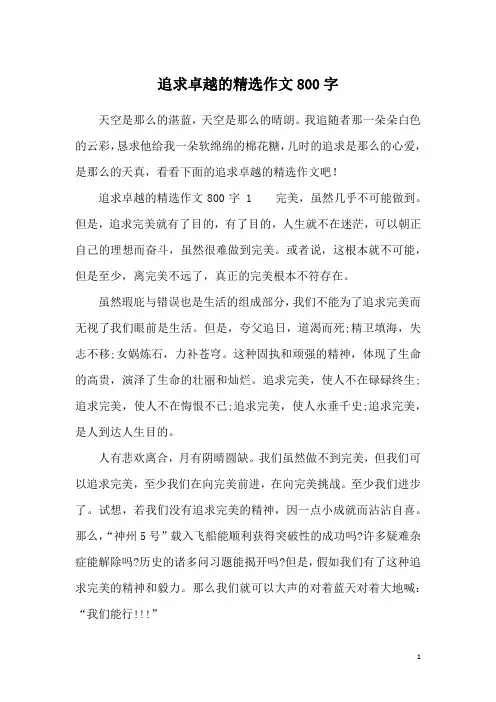 追求卓越的精选作文800字