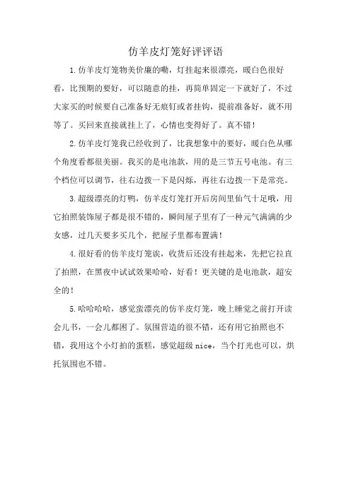 仿羊皮灯笼好评评语