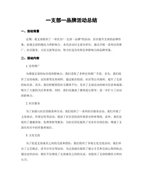 一支部一品牌活动总结