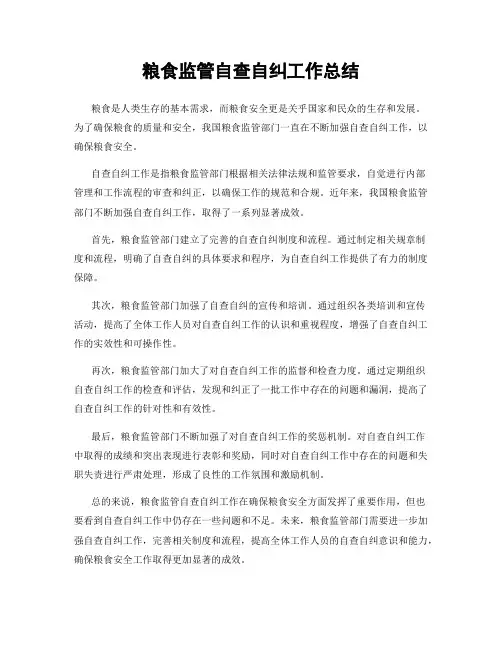 粮食监管自查自纠工作总结