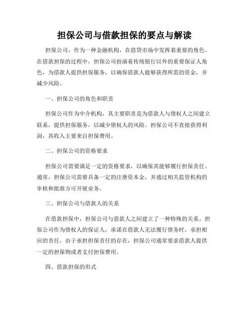 担保公司与借款担保的要点与解读