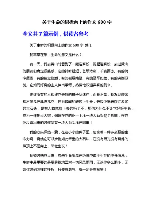 关于生命的积极向上的作文600字