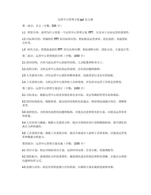 运营中心管理方案ppt怎么做