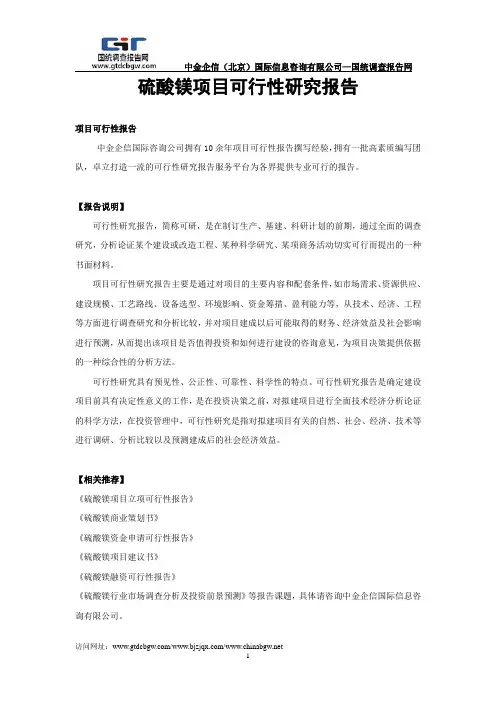 硫酸镁项目可行性研究报告