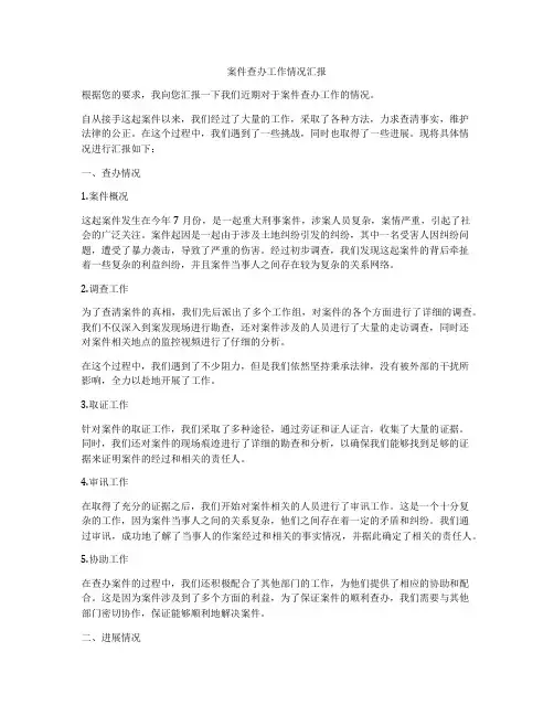 案件查办工作情况汇报