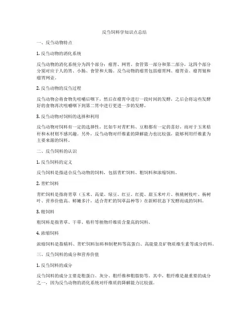 反刍饲料学知识点总结