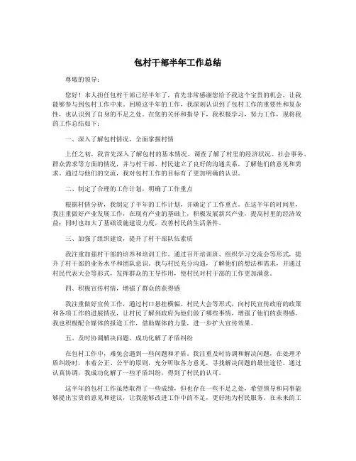 包村干部半年工作总结
