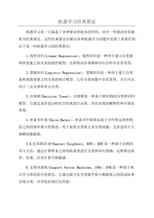 机器学习经典算法