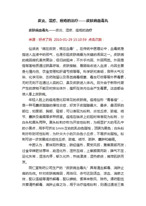 皮炎、湿疹、痤疮的治疗——皮肤病血毒丸
