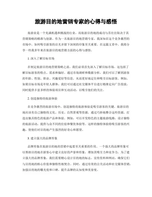 旅游目的地营销专家的心得与感悟