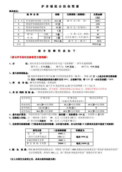 平安护身福医疗计划简索