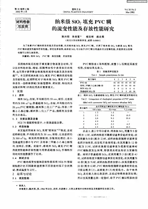 纳米级SiO2填充PVC糊的流变性能及存放性能研究