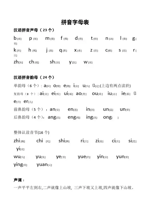一年级拼音字母表含练习题(精心整理版)