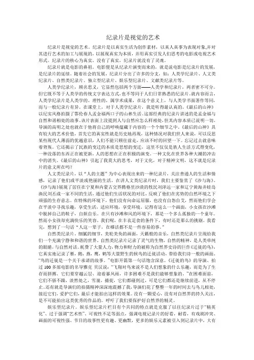 纪录片是视觉的艺术