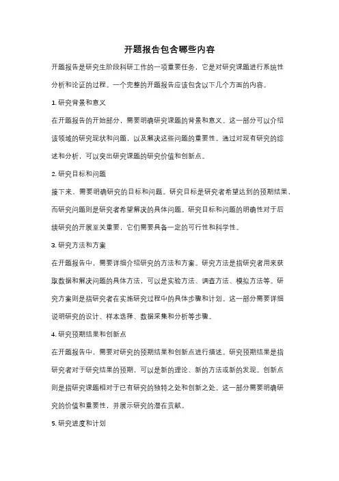 开题报告包含哪些内容