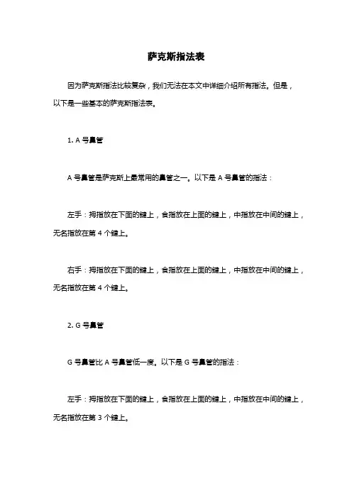 萨克斯指法表