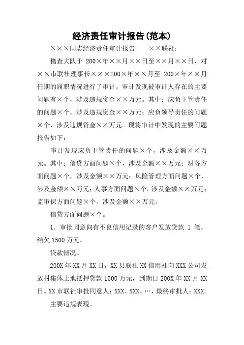 经济责任审计报告(范本)