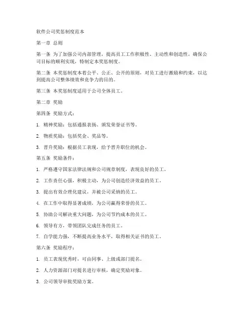 软件公司奖惩制度范本
