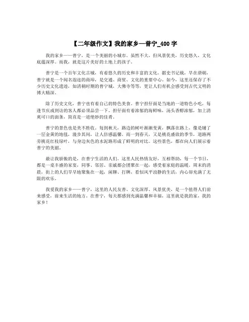 【二年级作文】我的家乡—普宁_400字