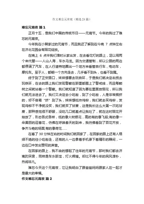 作文难忘元宵夜（精选24篇）