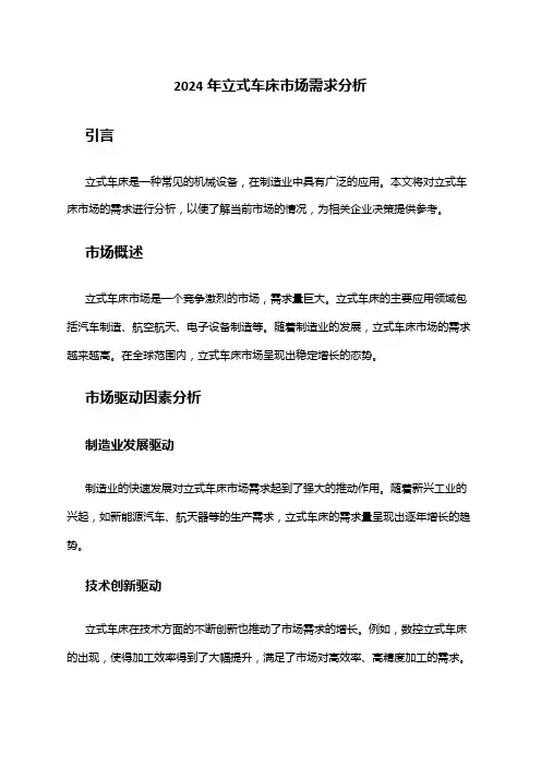 2024年立式车床市场需求分析