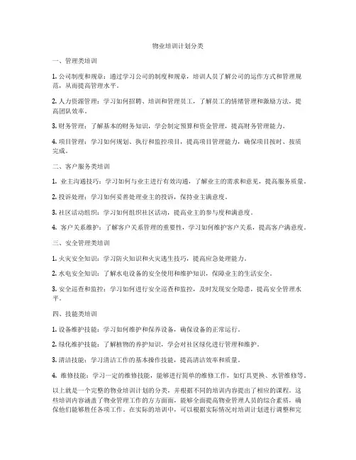 物业培训计划分类
