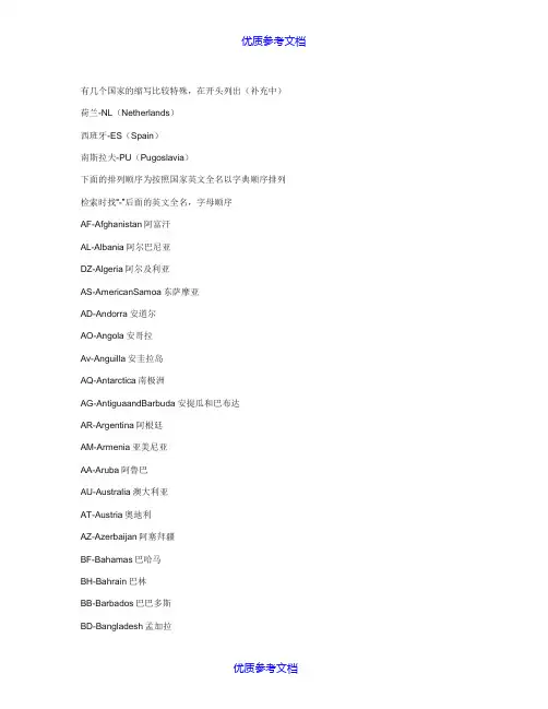 【参考借鉴】全球各国国名的英文缩写大全.docx