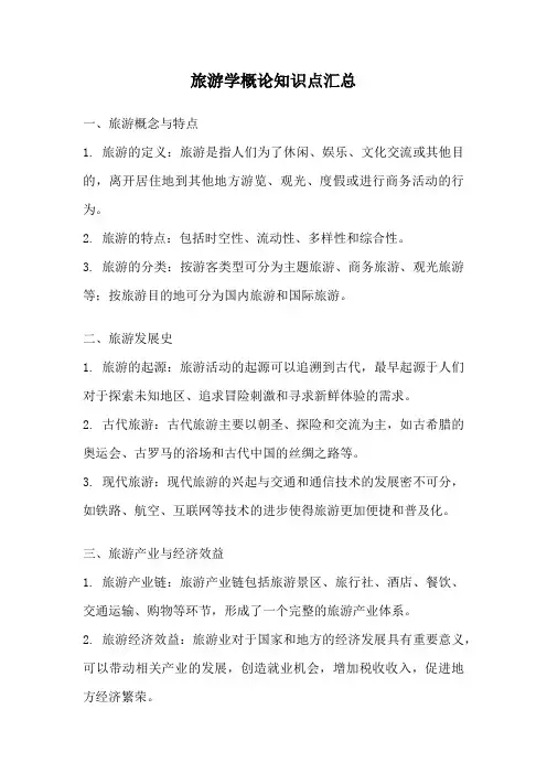 旅游学概论知识点汇总