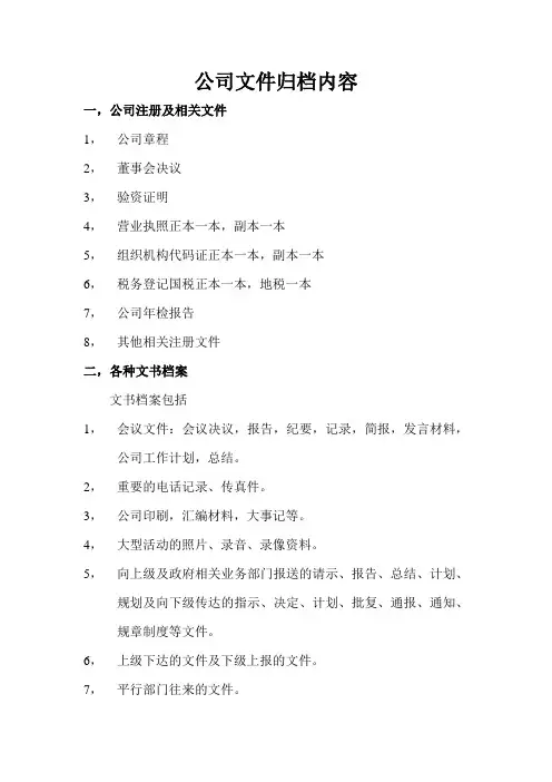 房地产公司文件归档分类