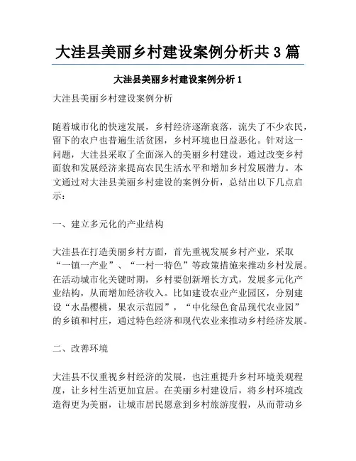 大洼县美丽乡村建设案例分析共3篇