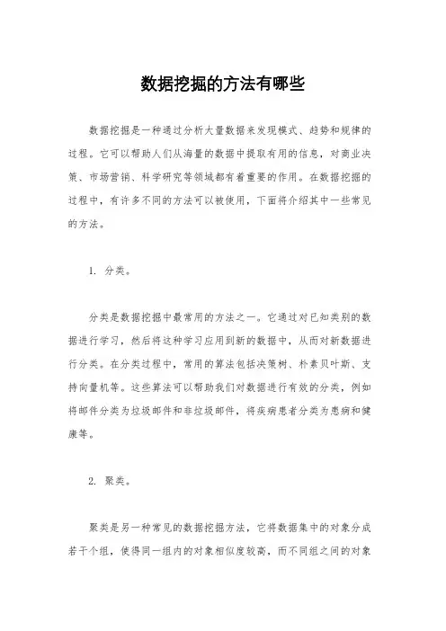 数据挖掘的方法有哪些