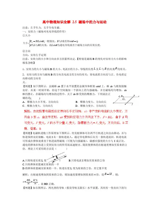 高中物理知识全解 2.5 磁场中的力与运动