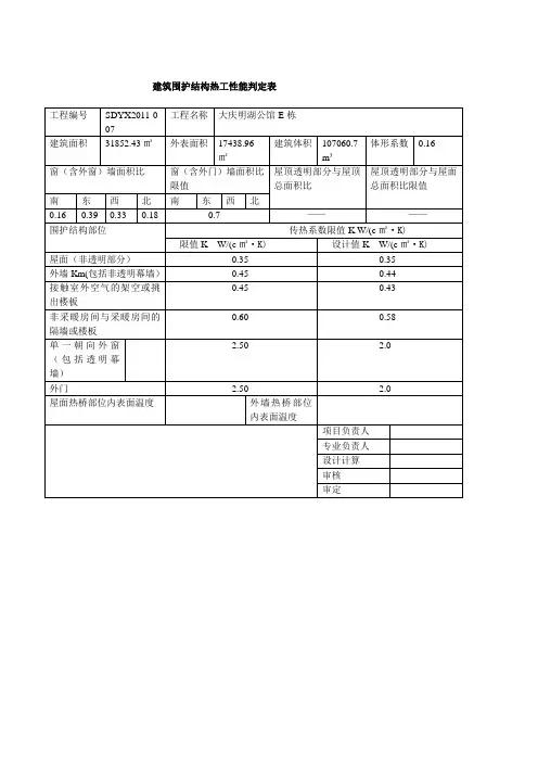 建筑节能计算报告书