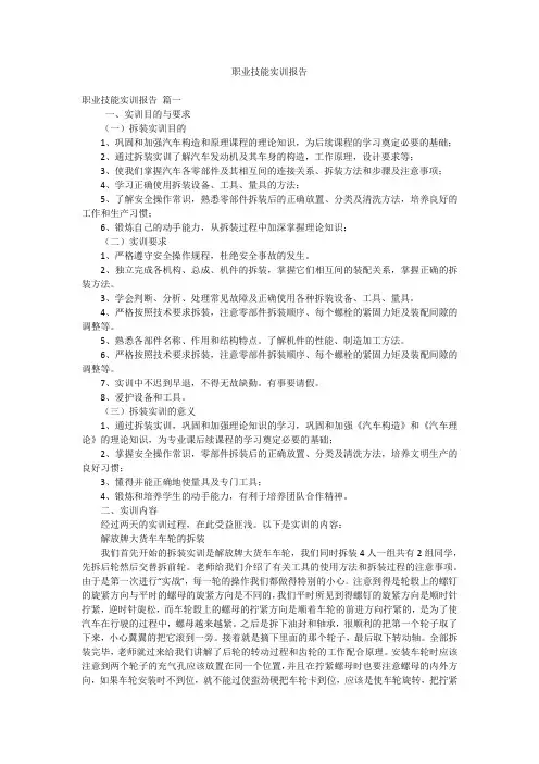 职业技能实训报告
