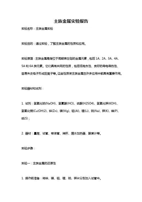 主族金属实验报告