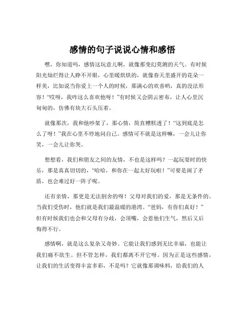 感情的句子说说心情和感悟