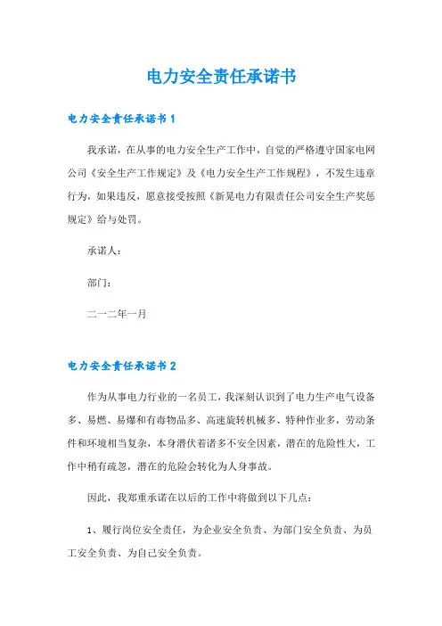 电力安全责任承诺书