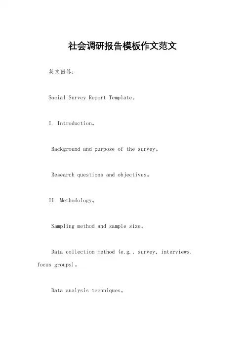 社会调研报告模板作文范文
