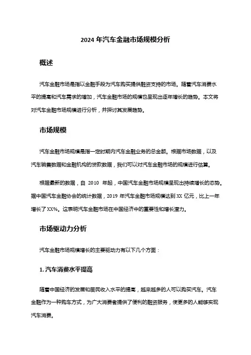 2024年汽车金融市场规模分析