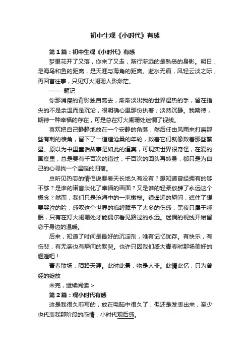 初中生观《小时代》有感