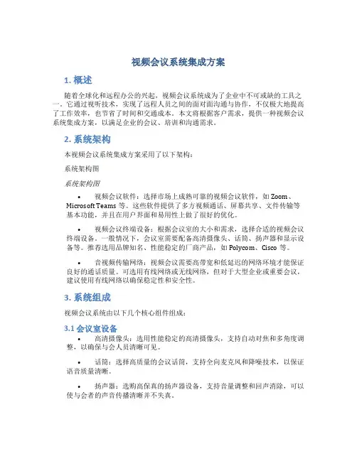 视频会议系统集成方案