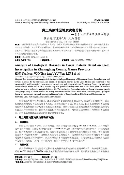 黄土高原地区地质灾害分析——基于甘肃省庄浪县实地勘察