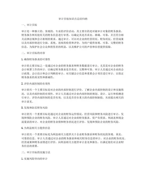 审计目标知识点总结归纳