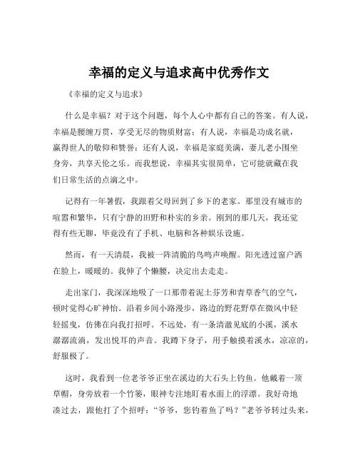 幸福的定义与追求高中优秀作文