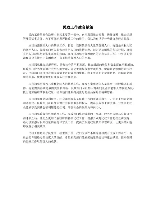 民政工作建言献策